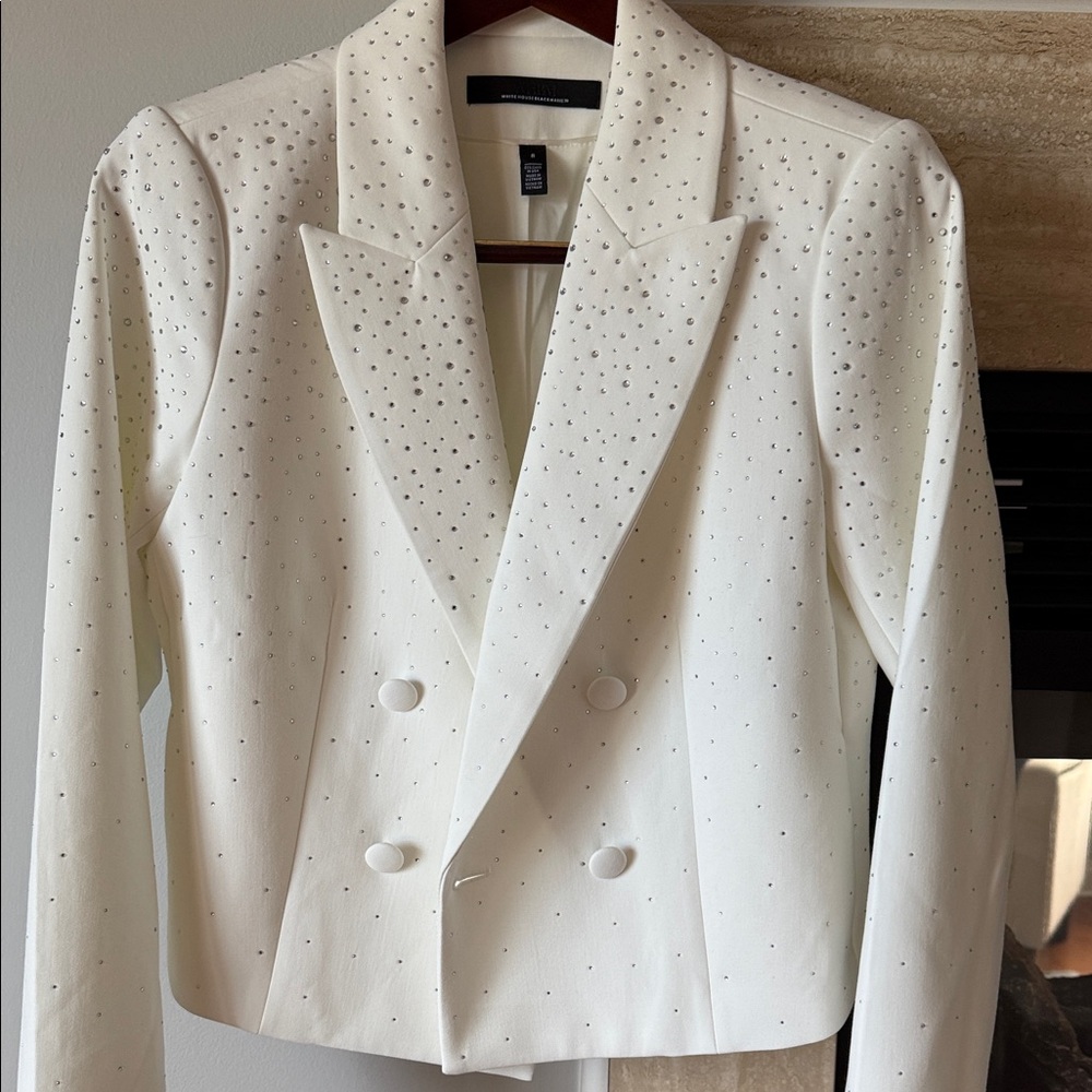 White House Black Market White Studded Blazer NWOT